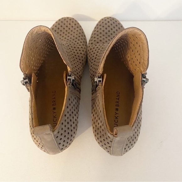 Lucky Brand Basel Suede Double Zip Perforated Ankle Boots - 7.5 - Picture 8 of 13